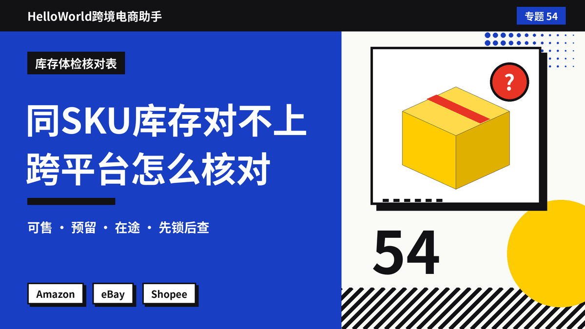 同一个SKU在亚马逊和eBay库存对不上？HelloWorld跨境电商助手核对跨平台库存差异
